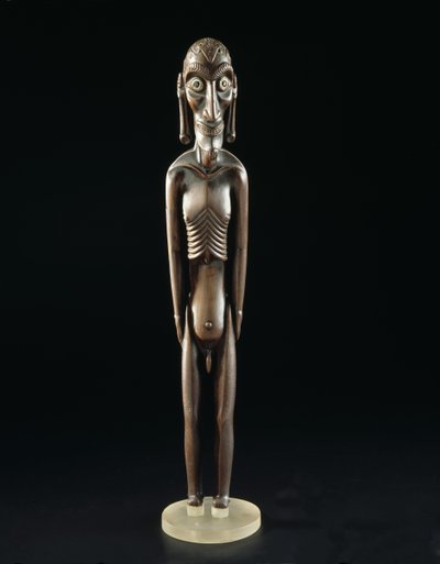 Wooden figure carved in the shape of a man, from Easter Island, before 1894 by Polynesian